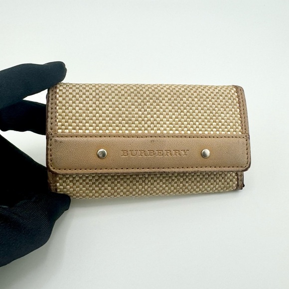 Burberry Woven Key Holder Tan Leather Accents with Silver Hardware - Picture 12 of 13